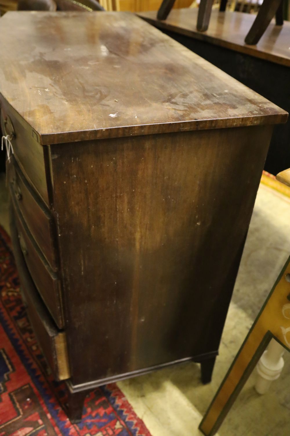 A Regency mahogany bowfront chest, width 112cm, depth 56cm, height 92cm